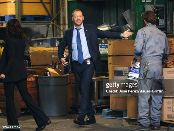 Donnie Wahlberg is seen at film set of the 'Blue Bloods' TV Series on August 09, 2022 in New York City.