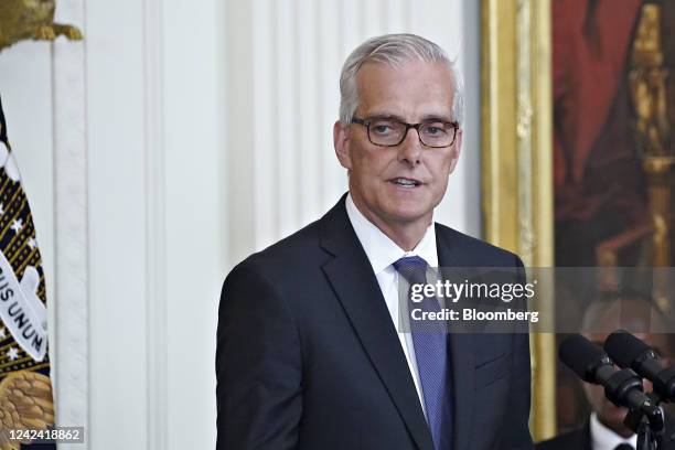 Denis McDonough, secretary of Veterans Affairs , speaks during a ceremony for S. 3373, the Sergeant First Class Heath Robinson Honoring our Promises...