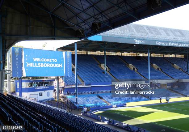 View of the Stadium before the Carabao first round match between Sheffield Wednesday and Sunderland at Hillsborough on August 10, 2022 in Sheffield,...