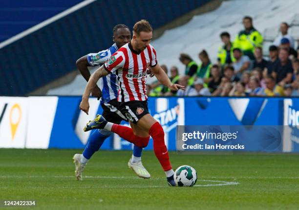 Jack Diamond of Sunderland runs with the ball during the Carabao Cup first round match between Sheffield Wednesday and Sunderland at Hillsborough on...