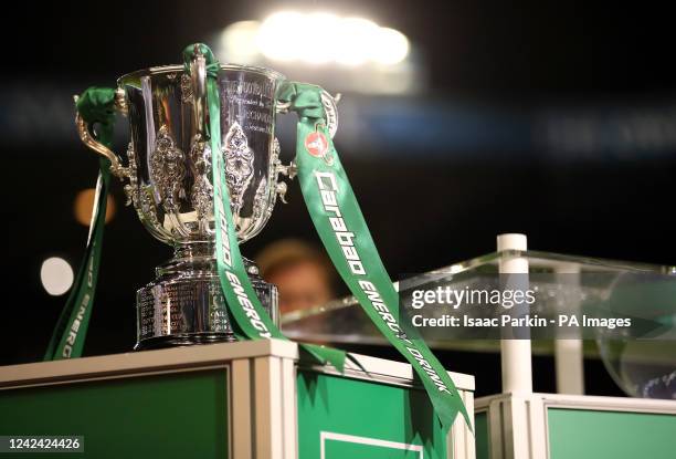 General view of the Carabao Cup trophy during the Carabao Cup, first round match at Hillsborough, Sheffield. Picture date: Wednesday August 10, 2022.