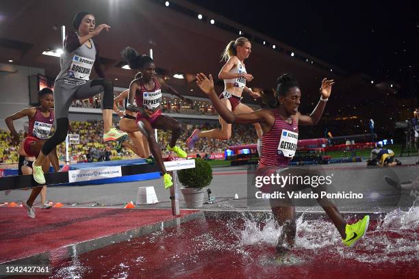 Werkuha Getachew of Ethiopia competes in the Women's 3000m steeplechase during the Herculis EBS 2022, part of the 2022 Diamond League series at Stade...