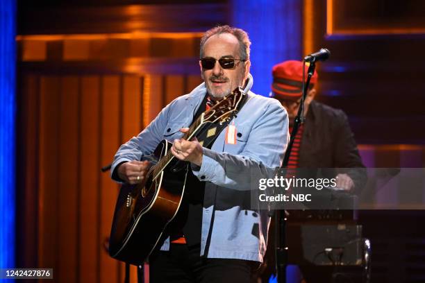 Episode 1697 -- Pictured: Elvis Costello of musical guest Rusty performs on Wednesday, August 10, 2022 --