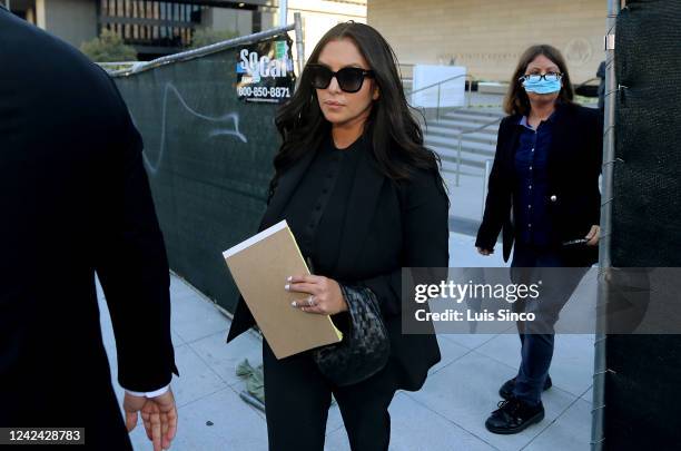 Vanessa Bryant, the widow of Lakers superstar Kobe Bryant, leaves the U.S. Courthouse in downtown Los Angeles on Wednesday, Aug. 9, 2022. She is...