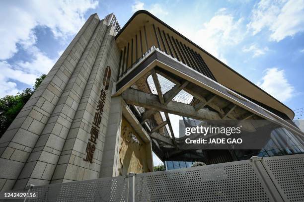 This photo taken on July 16, 2022 shows an unfinished housing complex by the Chinese developer Kaisa Group in Guangzhou in China's southern Guangdong...