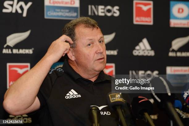 All Blacks coach Ian Foster during the New Zealand men's national rugby team training session at St David's Marist Inanda on August 11, 2022 in...