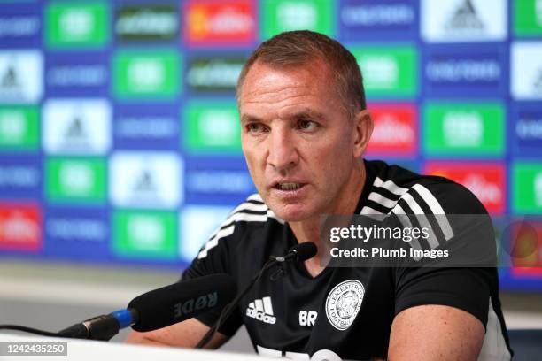 Leicester City Manager Brendan Rodgers during the Leicester City training session at Leicester City Training Ground, Seagrave on August 8th, 2022 in...