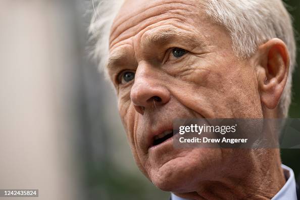 Former Trump White House Advisor Peter Navarro speaks to the press as ...