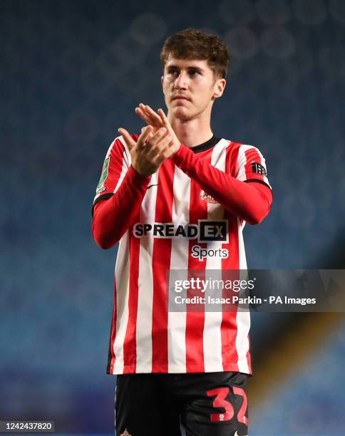 Sunderland's Trai Hume applauds the fans following the Carabao Cup, first round match at Hillsborough, Sheffield. Picture date: Wednesday August 10,...