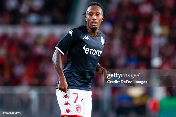 Gelson Martins of AS Monaco looks on during the UEFA Champions League Third Qualifying Round Second Legmatch between PSV Eindhoven and AS Monaco at...