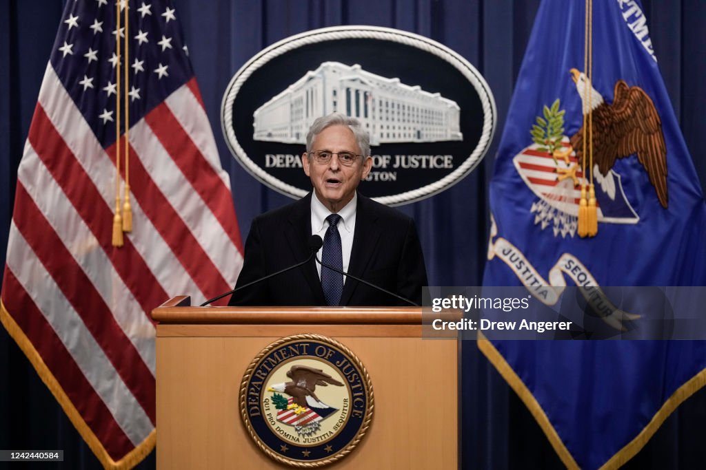 U.S. Attorney General Garland Delivers A Statement At Department Of Justice