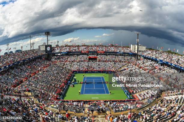 Weather system moves in towards centre court during Day 6 of the National Bank Open at Stade IGA on August 11, 2022 in Montreal, Canada.