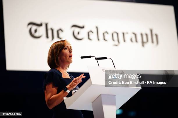 Camilla Tominey, Associate Editor of The Daily Telegraph speaks at a hustings event in Cheltenham, as part of Rishi Sunak's and Lizz Truss' campaign...