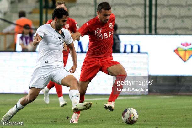 Ugurcan Yagizli of Konyaspor in action against Milan Gajic of Vaduz during the UEFA Europa Conference League 3rd qualifying round 2nd leg soccer...