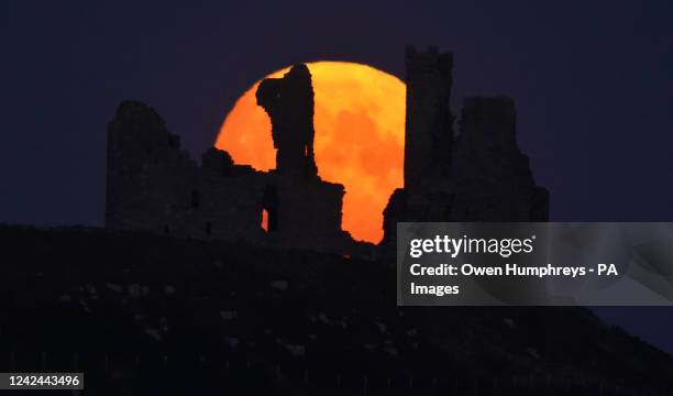 The Sturgeon supermoon, the final supermoon of the year rises over Dunstanburgh Castle in Northumberland. Picture date: Thursday August 11, 2022.