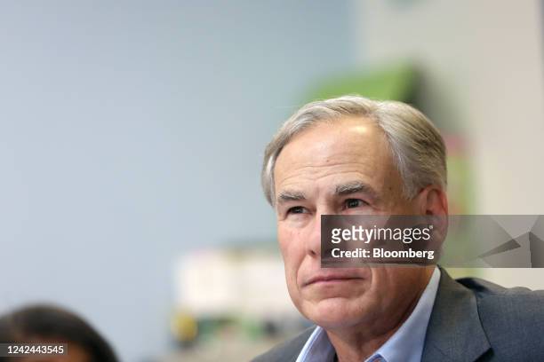 Greg Abbott, governor of Texas, during a news conference following a roundtable discussion in Dallas, Texas, US, on Thursday, Aug. 11, 2022. Abbott...