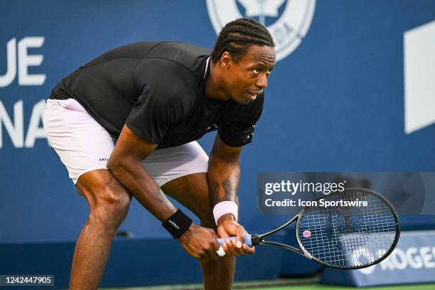 Gael Monfils waits for service during the third round ATP National Bank Open match on August 11, 2022 at IGA Stadium in Montreal, QC