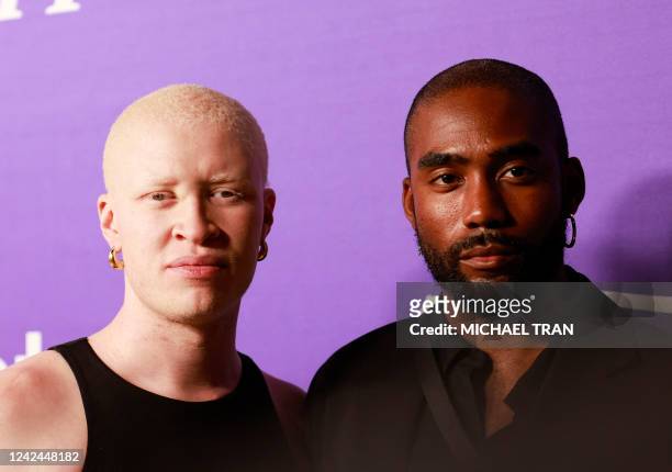 Model Shaun Ross and actor David Alan Madrick arrive to attend Variety's 2022 Power of Young Hollywood at NeueHouse Hollywood on August 11, 2022 in...