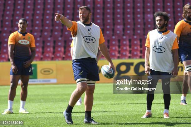 Duane Vermeulen of the Springboks during the South Africa men's national rugby team captain's run at Emirates Airline Park on August 12, 2022 in...