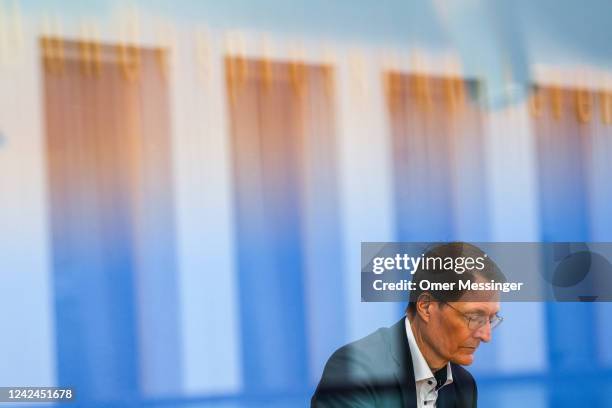 German Federal Minister of Health Karl Lauterbach attends a press conference at the Federal House of Press-Conferences on August 12, 2022 in Berlin,...