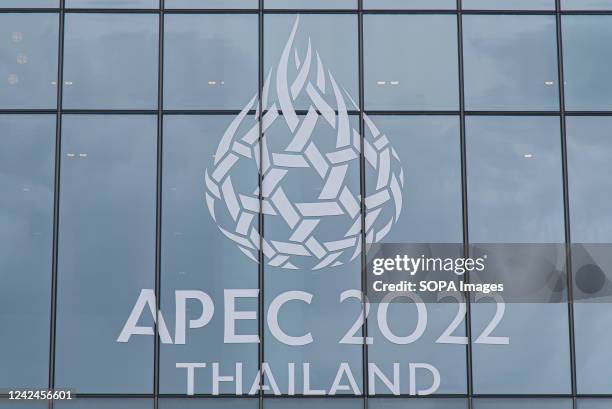 An APEC 2022 sign seen at the Queen Sirikit National Convention Center in Bangkok. The Asia-Pacific Economic Cooperation summit 2022, scheduled to...