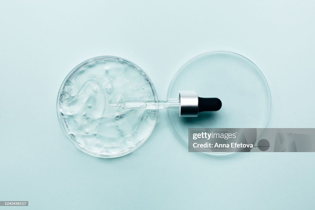 Pipette on plate with cosmetic gel