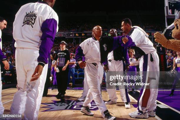 Spud Webb of the Sacramento Kings is introduced before the game during the 94-95 season on May 12,1994 at the Arco Arena in Sacramento, California....