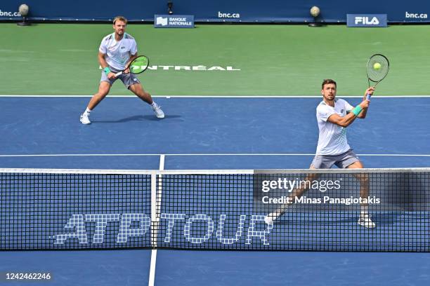 Kevin Krawietz and Andreas Mies of Germany compete in their doubles match against Ariel Behar of Uruguay and Gonzalo Escobar of Ecuador during Day 7...