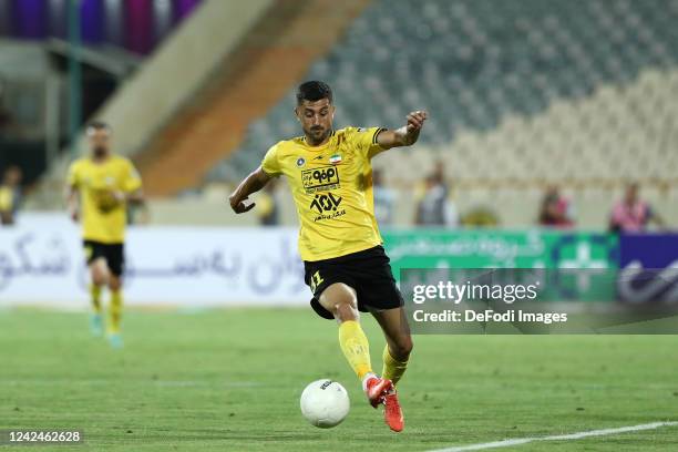 Ramin Rezaeian of Sepahan FC and Jafar Salmani of Esteghlal battle