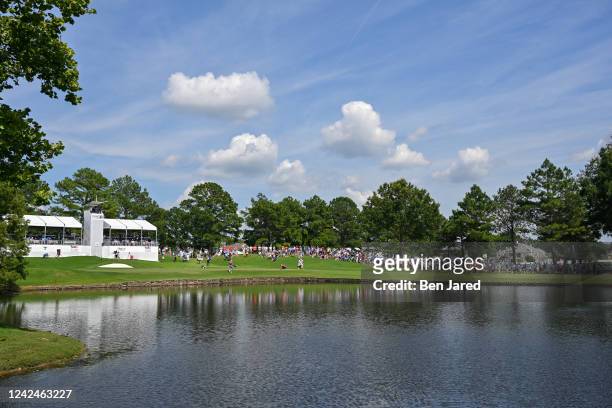 View of the ninth hole is seen during the second round of the FedEx St. Jude Championship at TPC Southwind on August 12, 2022 in Memphis, Tennessee.