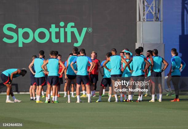 Barcelona training before the first match of the 2022-23 Liga Santander against Rayo Vallecano, in Barcelona, on 12th August 2022. --