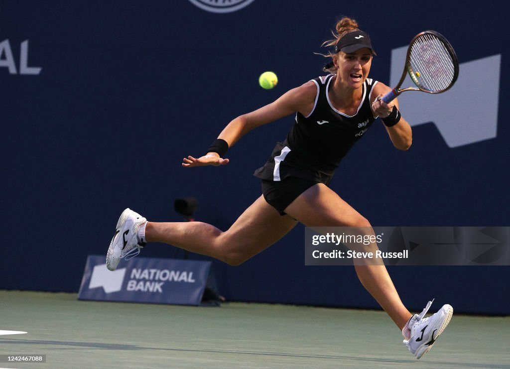Beatriz Haddad Maia of Brazil defeats Belinda Bencic of Switzerland in 2-6, 6-3, 6-3 in the quarter finals on Centre Court of the National Bank Open presented by Rogers
