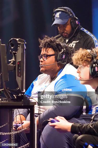 Jarvis of Mavs Gaming looks on during the game against Blazer5 Gaming during the 2022 NBA 2K League The Ticket Tournament on August 12, 2022 at the...