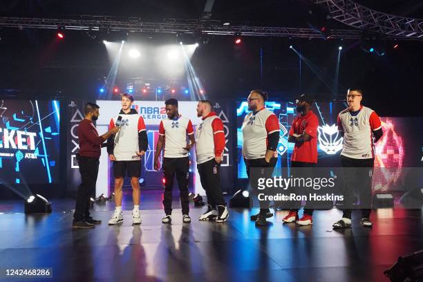 Pistons GT onstage after the win against the Pacers Gaming Club during the 2022 NBA 2K League The Ticket Tournament on August 12, 2022 at the NBA 2K...