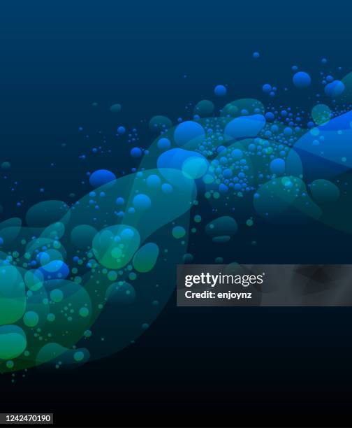 blue lava wave flow background - water bubbles on black stock illustrations