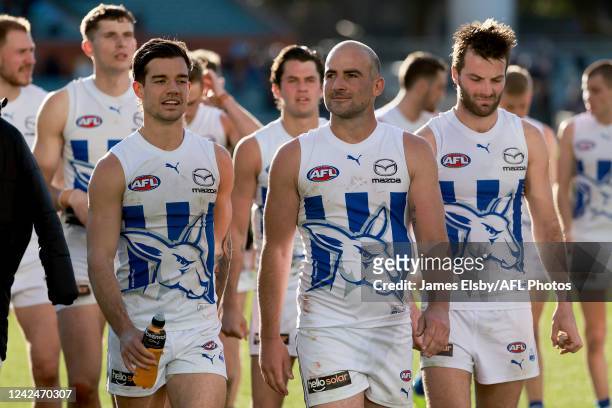 Ben Cunnington of the Kangaroos after their loss during the 2022 AFL Round 22 match between the Adelaide Crows and the North Melbourne Kangaroos at...
