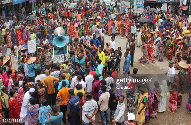 Bangladesh's tea garden workers protest in Srimangal on August 13, 2022. - Nearly 150,000 workers at more than 200 Bangladeshi tea plantations went...