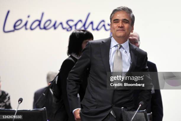 Anshu Jain, incoming co-chief executive officer of Deutsche Bank AG, reacts ahead of the company's annual general meeting in Frankfurt, Germany, on...