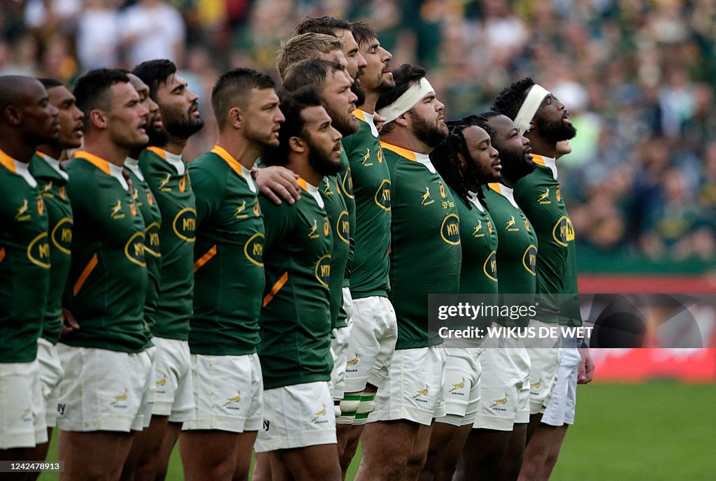 Old Rugby Player Rsa South Africa's flanker and captain Siya Kolisi leads his players as ...
