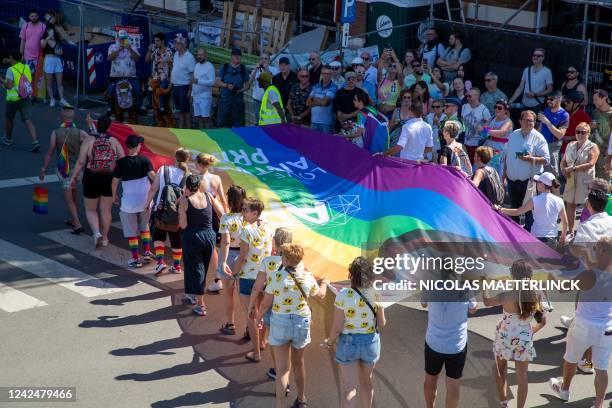 Illustration picture shows the 2022 edition of the 'Antwerp Pride' Parade, part of the Antwerp Pride 2022 festivities that celebrate and support the...