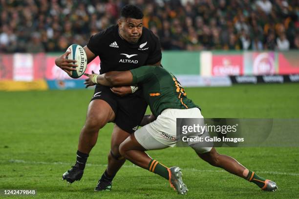 Samson Taukeiaho of NZ during The Rugby Championship match between South Africa and New Zealand at Emirates Airline Park on August 13, 2022 in...