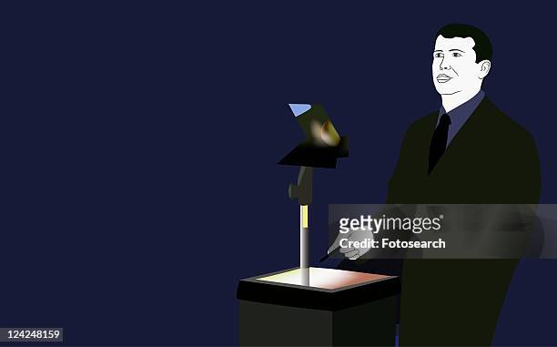 close-up of a businessman giving a speech - black tie点のイラスト素材／クリップアート素材／マンガ素材／アイコン素材