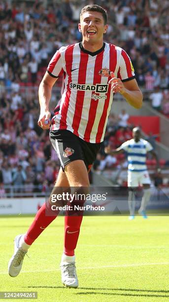 Sunderland's Ross Stewart celebrates his goal during the Sky Bet Championship match between Sunderland and Queens Park Rangers at the Stadium Of...