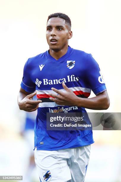 Abdelhamid Sabiri of UC Sampdoria looks on during the Serie A match between UC Sampdoria and Atalanta BC at Stadio Luigi Ferraris on August 13, 2022...