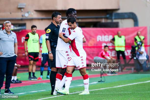 Soungoutou MAGASSA - 10 Wissam BEN YEDDER during the Ligue 1 Uber Eats match between Monaco and Rennes at Stade Louis II on August 13, 2022 in...