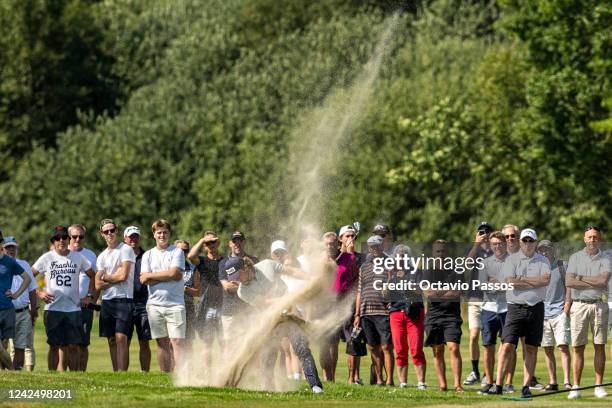 Freddy Schott of Germany plays his second shot on the 17th hole on Day Four of the Frederikshavn Challenge - Presented by HESSEL at Frederikshavn...