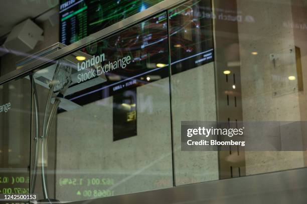 Share index board in the atrium of the London Stock Exchange Group Plc's offices in London, UK, on Friday, Aug. 12, 2022. London Stock Exchange Plc...