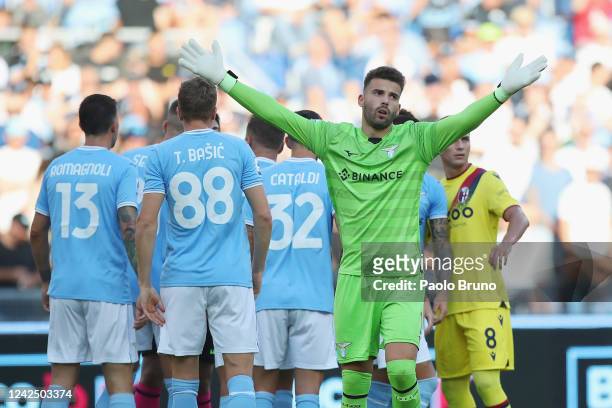 Luis Manuel Arantes Maximiano of SS Lazio reacts after receiving the red card the Serie A match between SS Lazio and Bologna FC at Stadio Olimpico on...