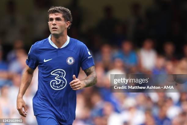 Christian Pulisic of Chelsea during the Premier League match between Chelsea FC and Tottenham Hotspur at Stamford Bridge on August 14, 2022 in...