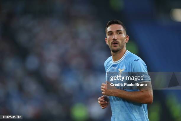 Danilo Cataldi of SS Lazio looks on during the Serie A match between SS Lazio and Bologna FC at Stadio Olimpico on August 14, 2022 in Rome, Italy.